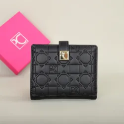 PG Patsy Garis Fashion Classic Retro Women's Wallet - Stylish Letter Print Card Holder (GP3 - BLACK)