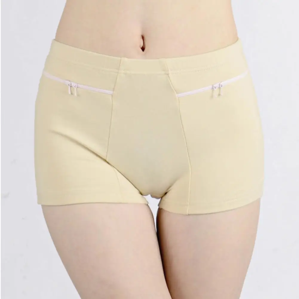 Women Safety Anti-theft Pants Soft Shorts Cotton Boxer Summer Under Skirt Shorts Pockets Femme Underwears