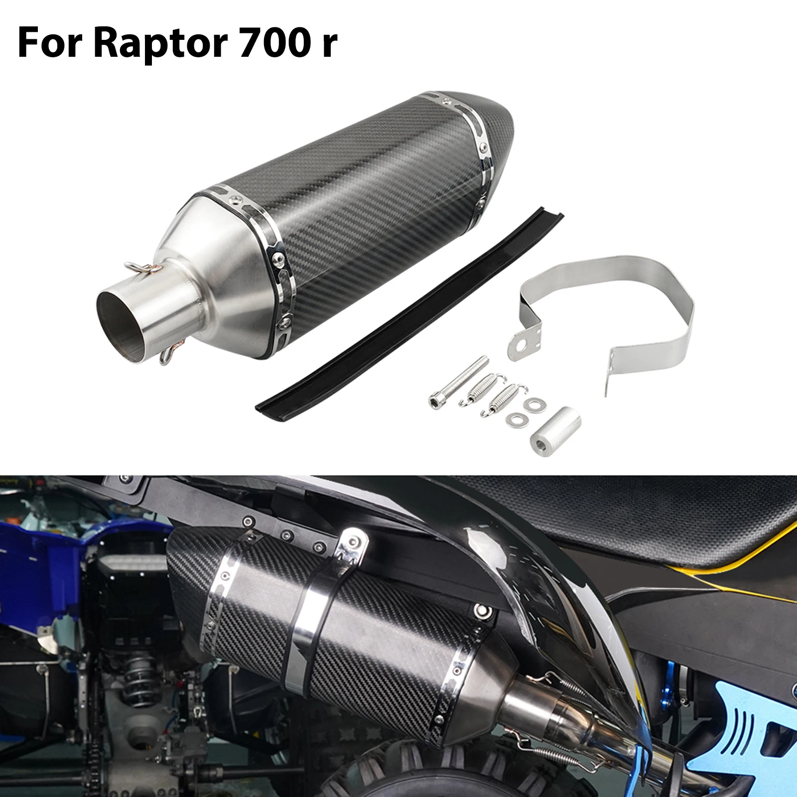 For Raptor700 ATV Exhaust Pipe Muffler Slip-On For Yamaha Raptor 700 700R Raptor 2015-2023 2017 2019 High-quality Carbon Fibre