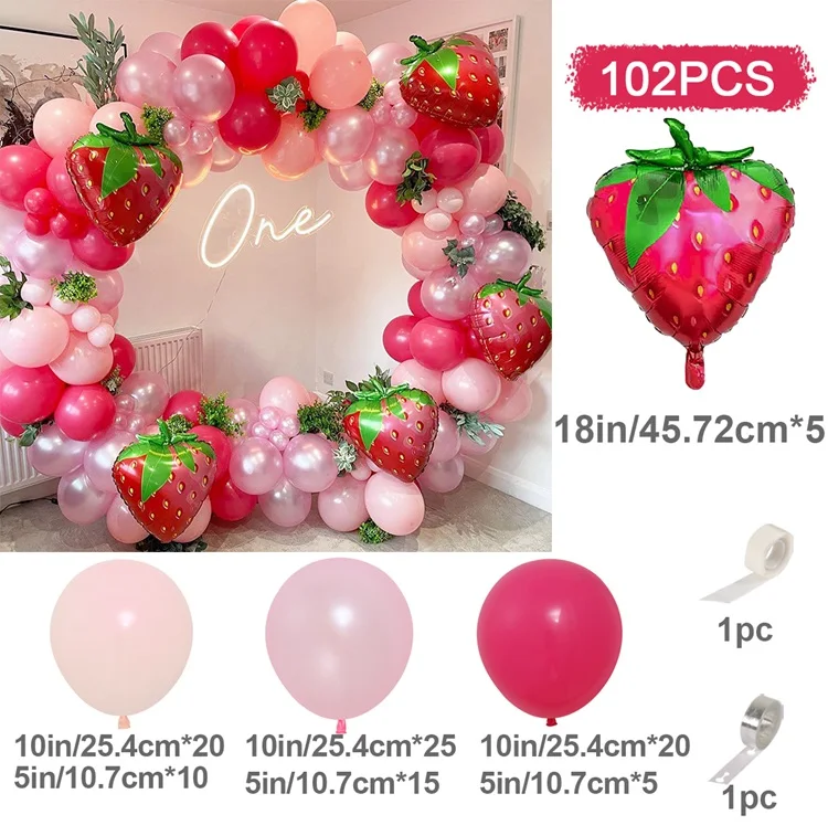 Decoraciones De Fiesta De Fresa, Pompones De Tejido Rojo