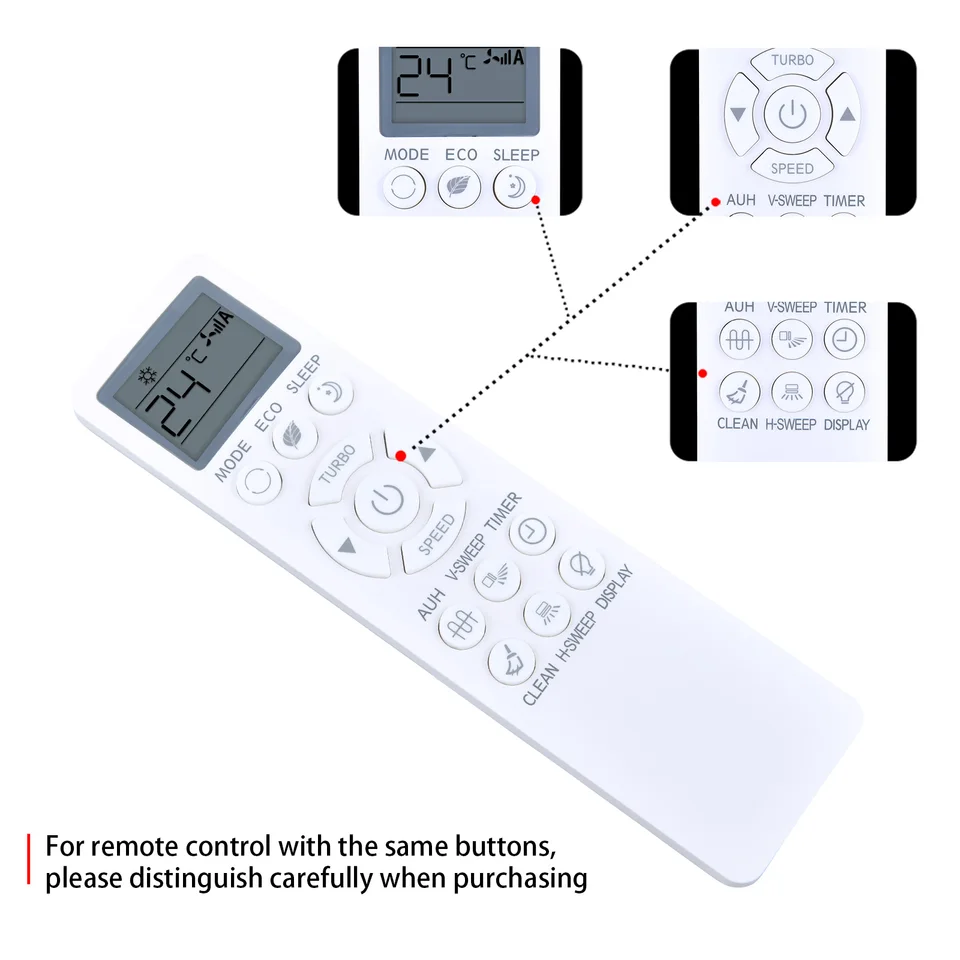 AULCMEET A75C3755 Telecomando di ricambio compatibile con il condizionatore d'aria Panasonic CWA75C3755 CS-RE12 CS-YE9 Climatizzatore a ciclo inverso CS-YE12MKX CS-YE12PKY CS-YE9MKE CS-YE9MKV-7