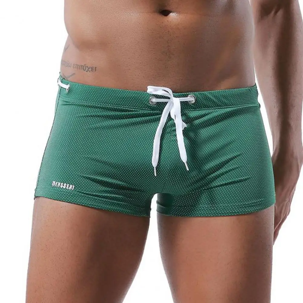 Men Swimming Trunks Low-waisted Swimming Trunks Men's Low-rise Solid Color Swim Shorts with Waist Tie Stretch for Sports swim trunks swim shorts