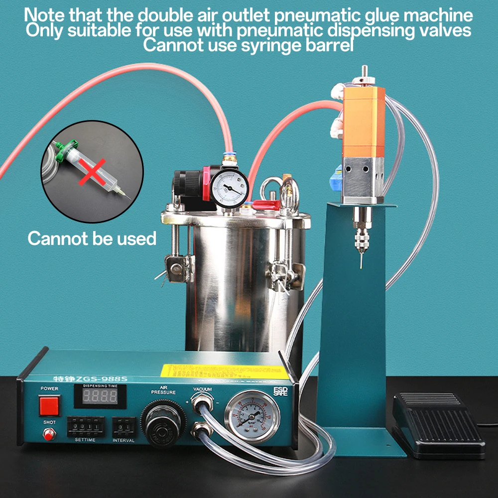 983A Double outlet Auto Glue Dispenser pneumatic dispensing controller suitable for Double Liquid AB Glue Dispensing Valve