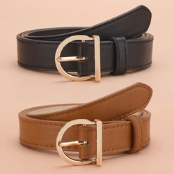 Elegant Women's Fashion Pin Buckle Leather Belt - 105cm (Black and Khaki)