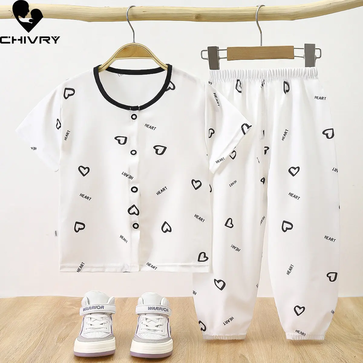 Kids Summer Thin Pajamas Sets New 2023 Boys Girls Cartoon Short Sleeve Shirt Tops with Pants Baby Boy Girl Sleepwear Homewear