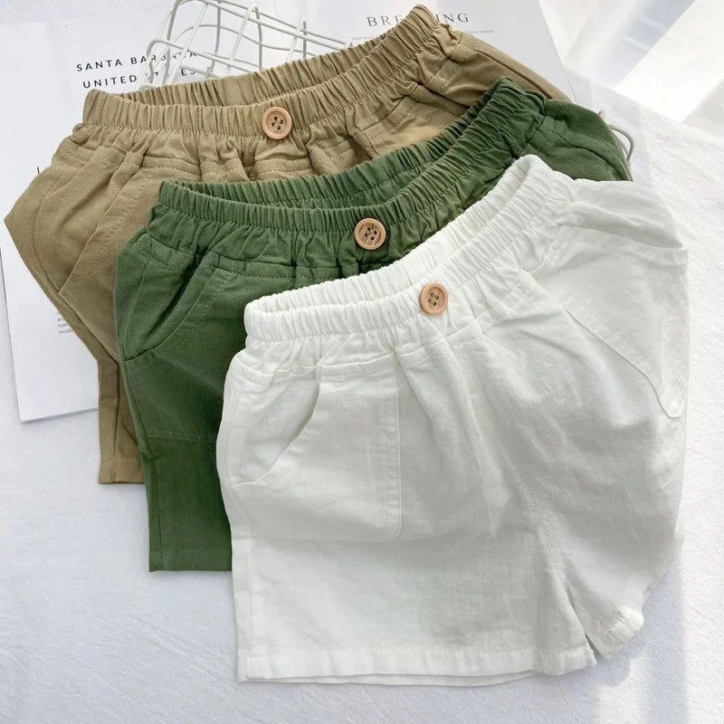 1 2 3 4 5 Years Kids Summer Shorts Boys Girls Korean Style Cotton Short Pants Toddler Children Cute Solid Elastic Waist Shorts