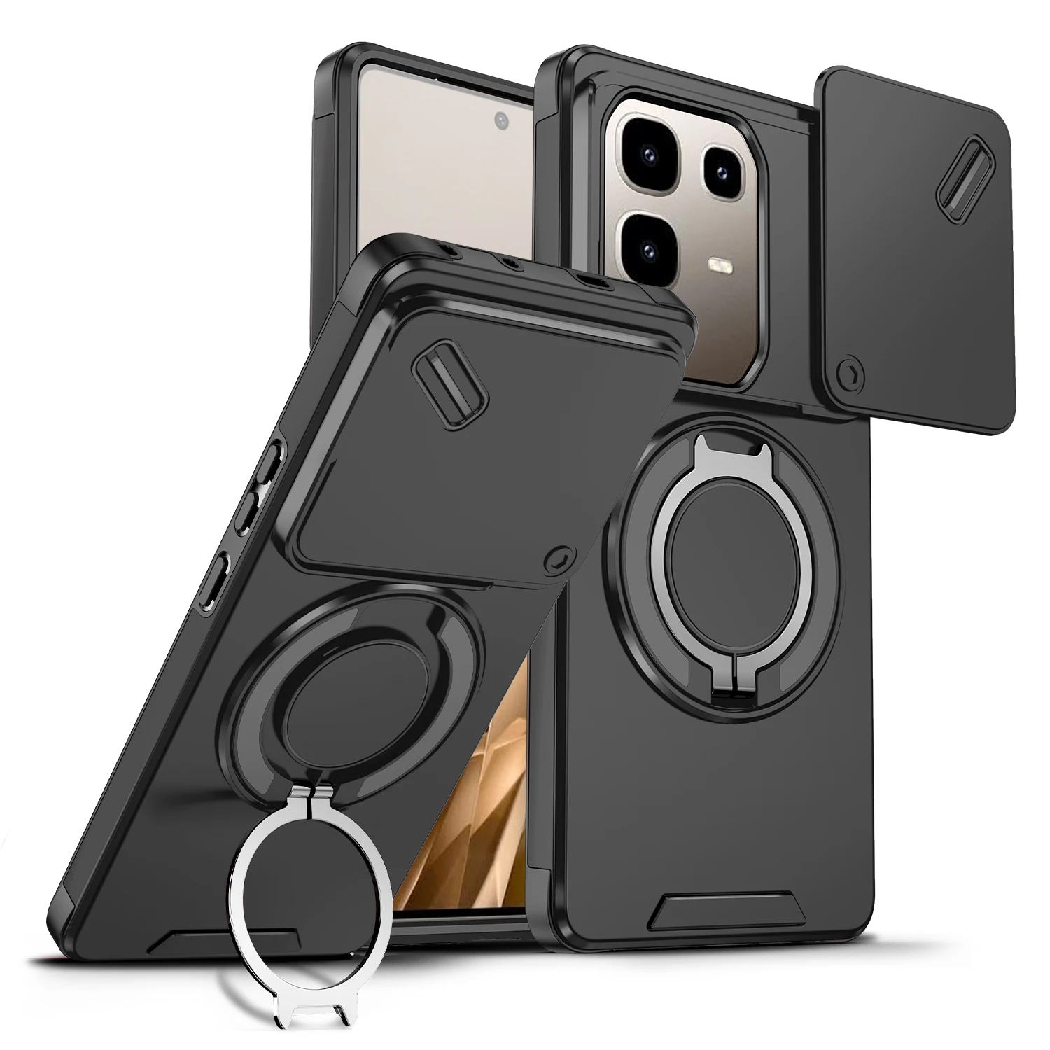 Enhanced Magnetic Bracket Armor Case with Lens Protection Cover