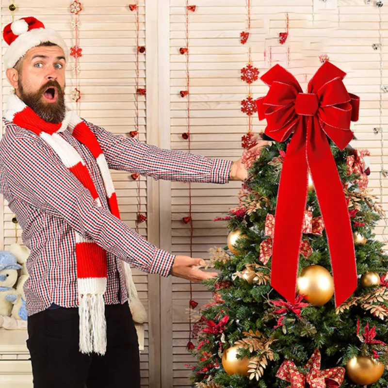 Nœuds De Velours Rouge Pour Sapin De Noël – Décoration Festive Couronne Porte Guirlande – Lot De 3 Tailles Différentes
