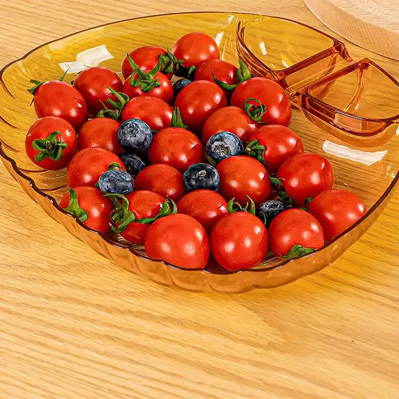 Fruit Serving Dishes Transparent Shell Shape Serving Dishes Household Plate With Dipping Saucer Portable Fries Plate For