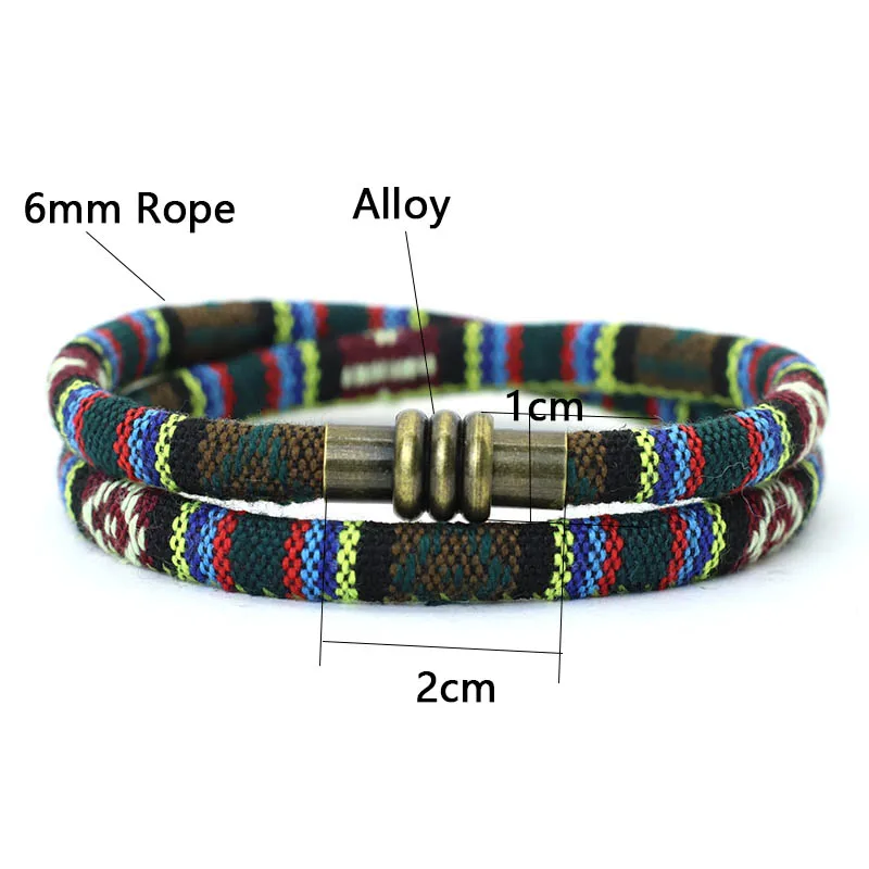Tibetan Symbol Cord Chain Bracelet with Magnetic Clasp