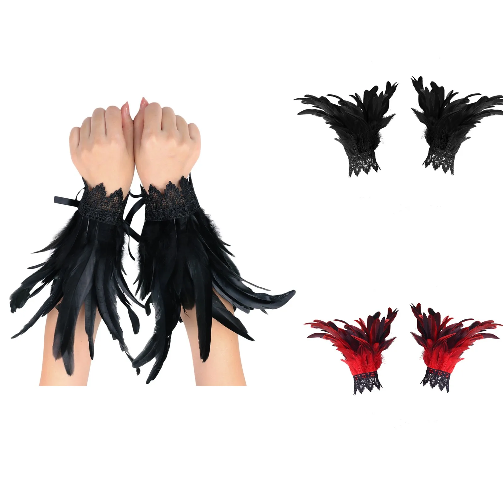 Women Feather Cuffs Fur Soft Feather Wrist Cuffs Women Bracelet Fur Cuff Accessories Festival Show Dance detachable wrist cuffs