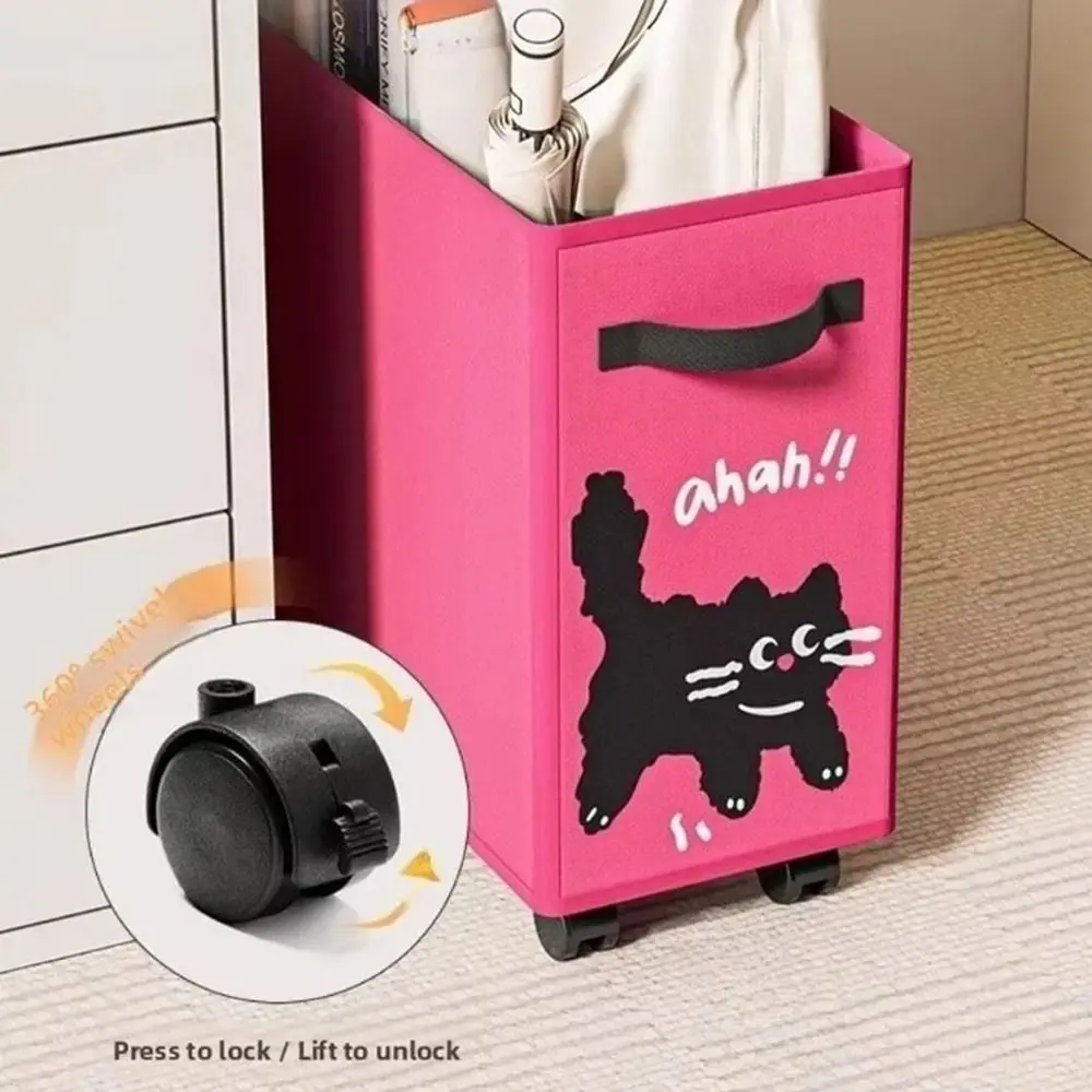Oxford Cloth Under Desk Cart Storage Basket Cartoon Animal Print Movable Rolling Storage Cart Space Saving Cute