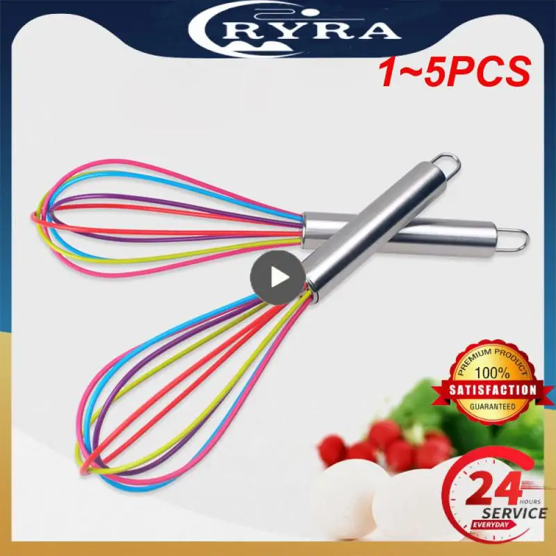 Silicone Whisk,kitchen Tool,5pcs Mini Silicone Whisks For Cooking,high Heat  Resistant Non-stick Cookware