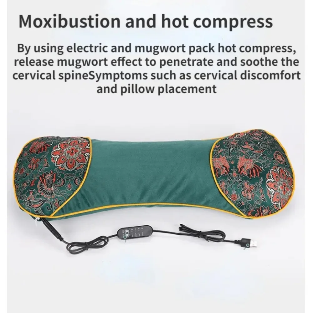 Velvet Mugwort Wormwood Bone Shape Heating Pillow Cervical Vertebra Support Heated Pillow Cervical Pain Relief Sleeping Aid Tool 4