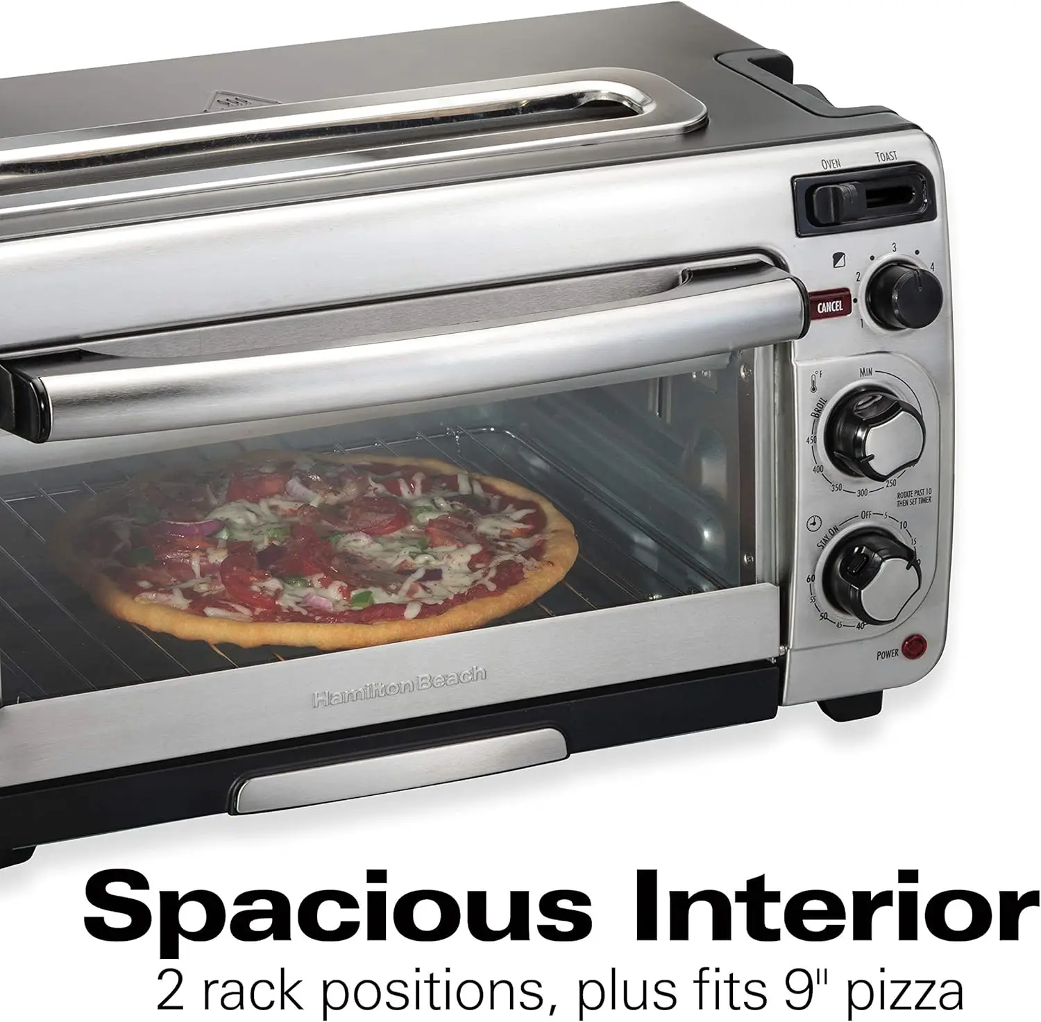 Beach 2-in-1 Countertop Toaster Oven and Long Slot 2 Slice Toaster, 60 Minute Timer and Automatic Shut Off, Shade Selec 3