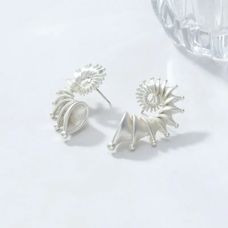 Fashion Retro Metal Conch Stud Earrings Rings for Women Girls Personality Ocean Piercing Earring Unisex Jewelry Accessories Gift