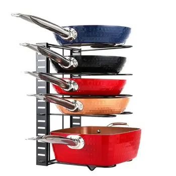 Pots and Pans Organizer Rack Multi-layer Iron Wire Bilateral Pot Cover Storage Rack Pots Lids Storage Holder Kitchen Storage 2