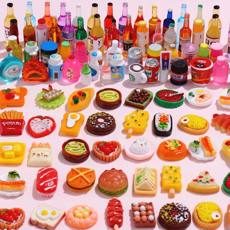 Dollhouse Miniature Food for Blyth Doll Accessories Toys Cake Wine Drink Snacks Fruit Dessert