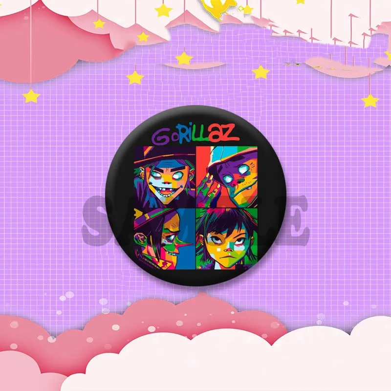 Gorillaz Fanart Cartoon Idol Pin Brooch - Backpack & Hat Decor Gift Badge