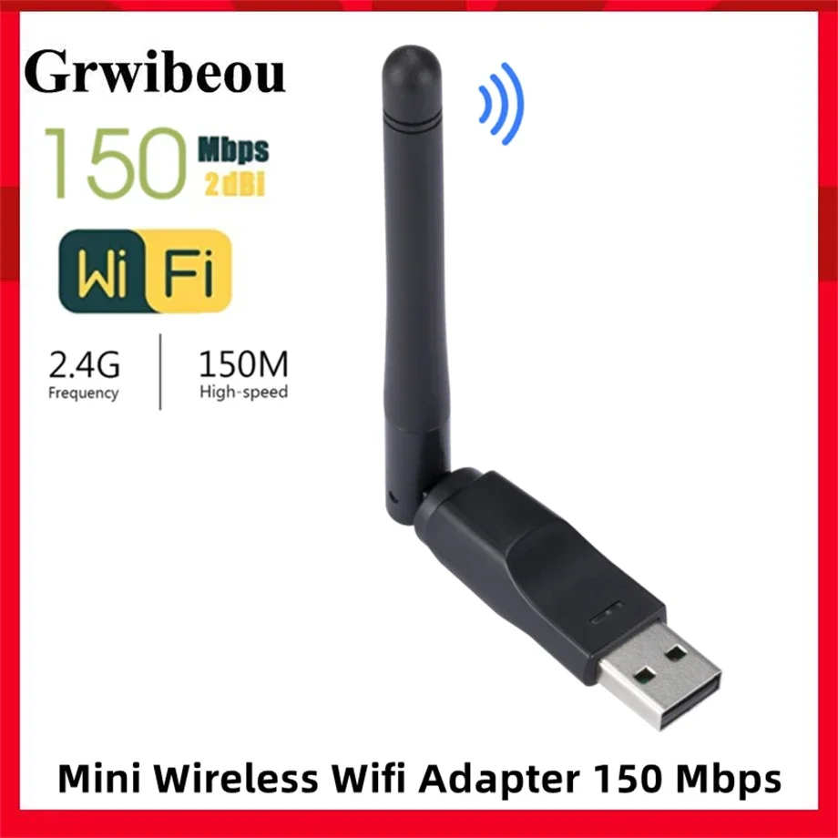 150Mbps Wireless MT7601 Chip Card USB Network Adapter With Antenna Computer USB WIFI Receiver Dongle for PC Laptops