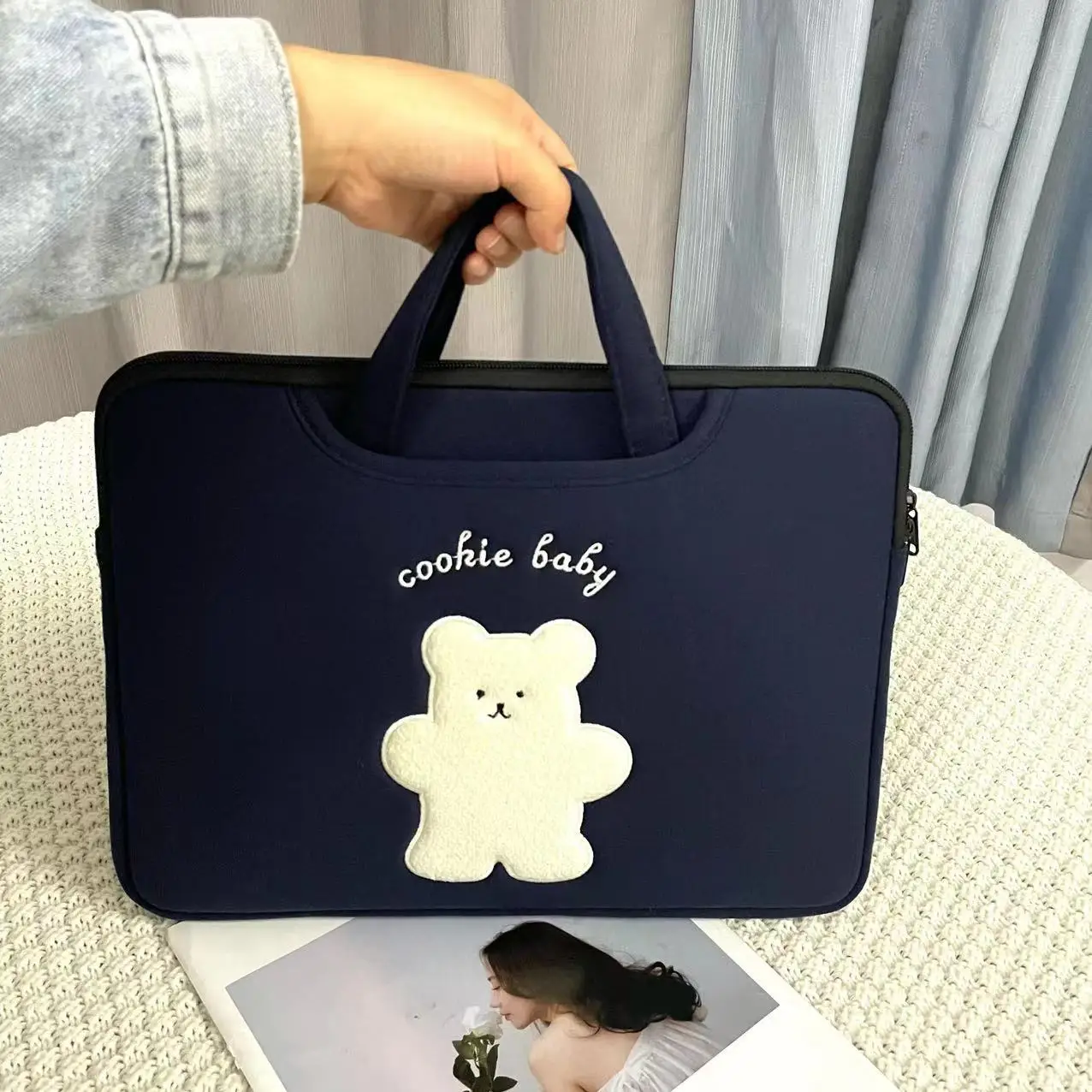 Bolsa Bonito do Computador do Urso Bolsa Macio do Forro para o Macbook Air 13.3 Lenovo Huawei hp Portátil Malote da Caixa da Tabuleta 13 14 15.6 - Imagem 3