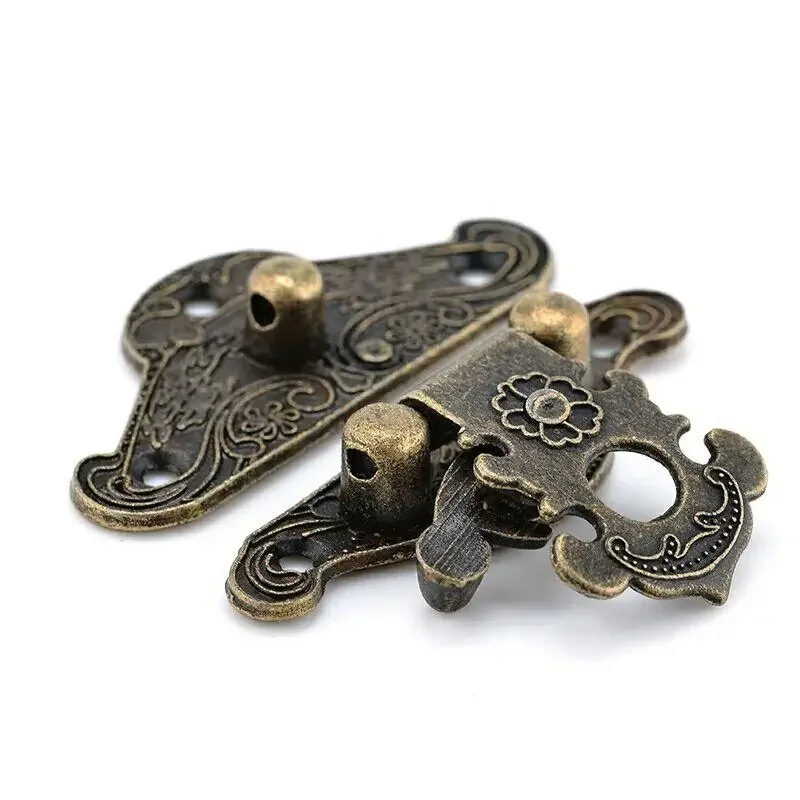 Jewelry box hasps decorative latches 5pc jewelry wooden box lock hasps drawer latches zinc alloy for antique bronze box