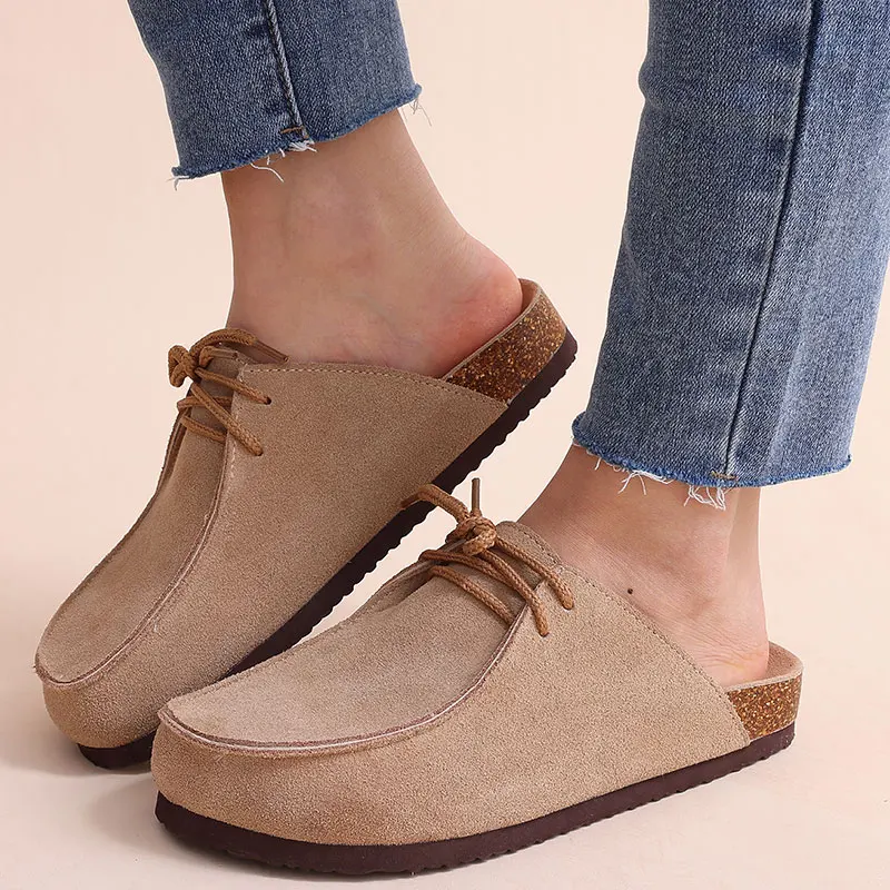 

Pallene Retro Boston Clogs For Women Fashion New Footbed Cork Clogs And Mules Outdoor Slip-on Suede Cozy Shoes With Arch Support