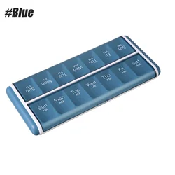 Weekly AM/PM 7 - Day Pill Organizer with 14 Compartments for Vitamins and Medicine (Blue - 1PCS)