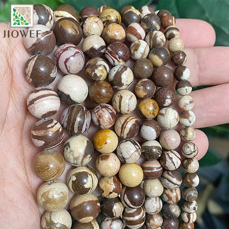 

4/6/8/10/12mm Australia Zebra Round Loose Beads Natural Stone Diy Handmade Bracelet Necklace For Jewelry Making 15" Strand