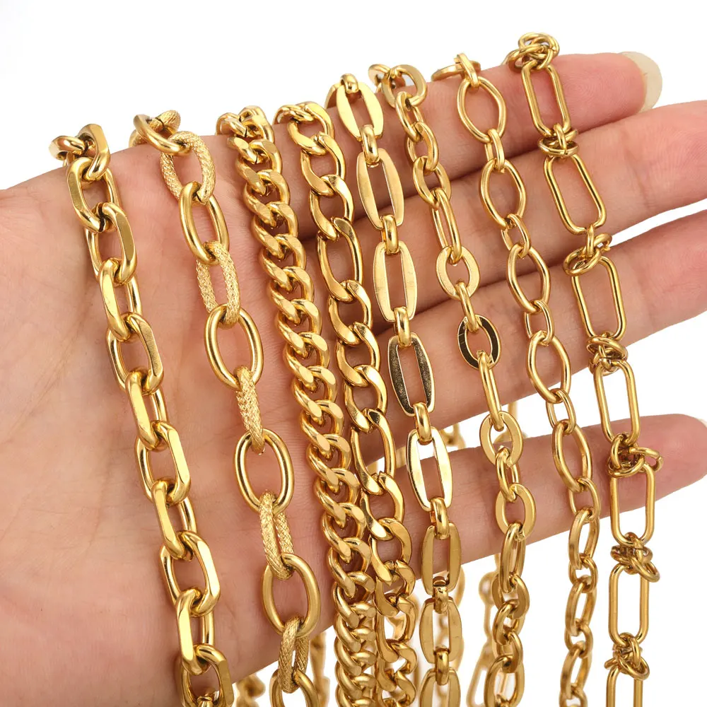 Stainless Steel Bulk Chain 5pcs/lot Stainless Steel Gold Plating