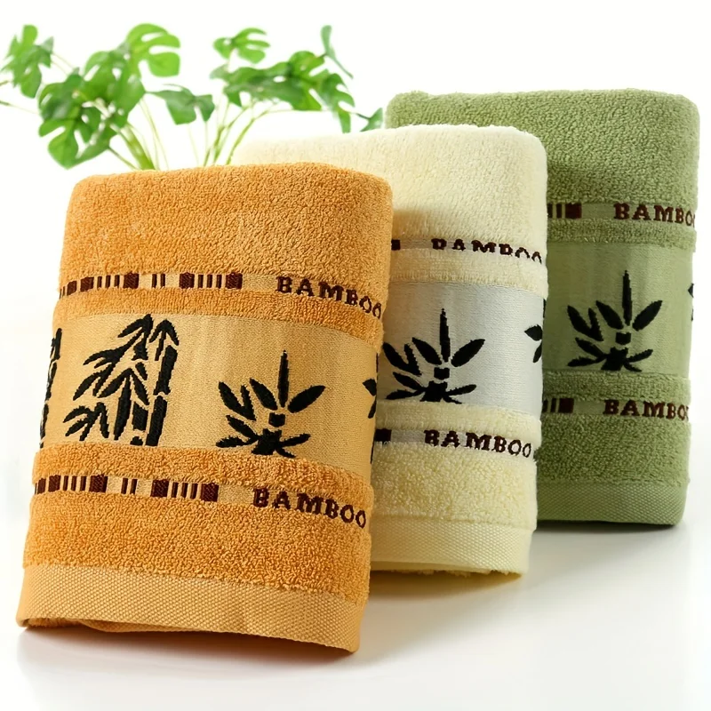 Cotton bamboo fiber embroidered towel, absorbent and quick drying, super soft and lightweight, essential for home bathroom