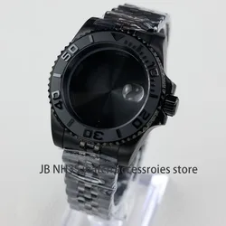 Orologio da uomo di lusso in acciaio inossidabile nero con cassa in cristallo di zaffiro - Design Yacht-Master, 40mm, impermeabile