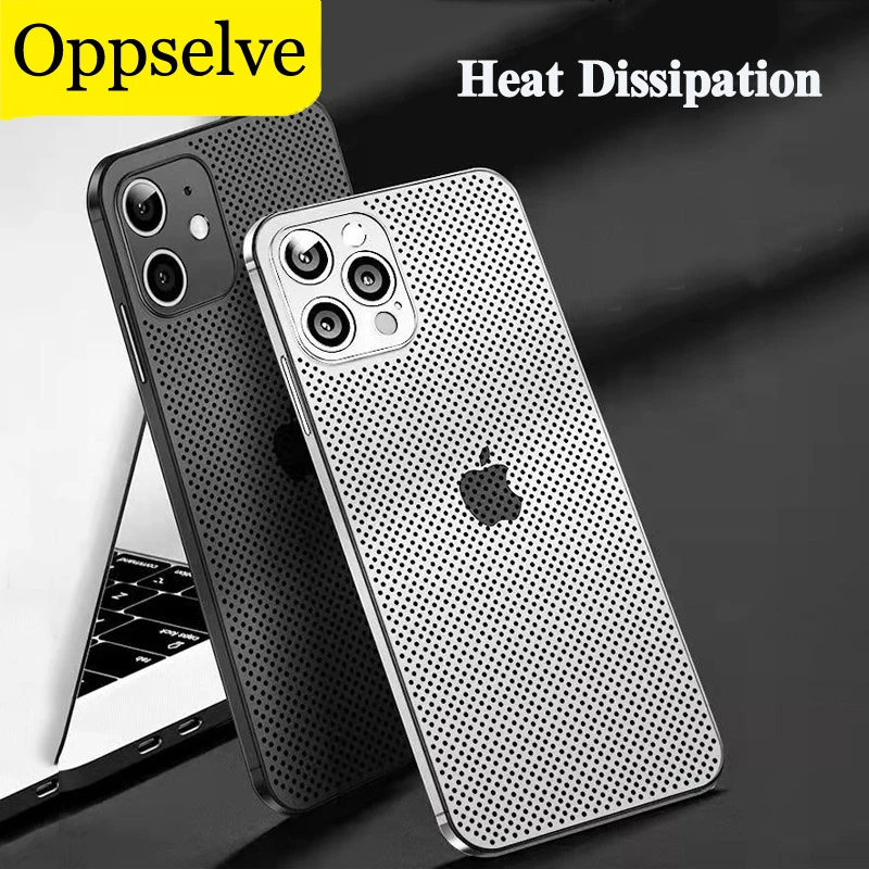 Heat Dissipation Breathable Cooling Case For iPhone 13 12 11 Pro Max XR XS X 8 7 Plus SE 2022 12Pro PP Plain Color Coque Capinha 13 pro cases