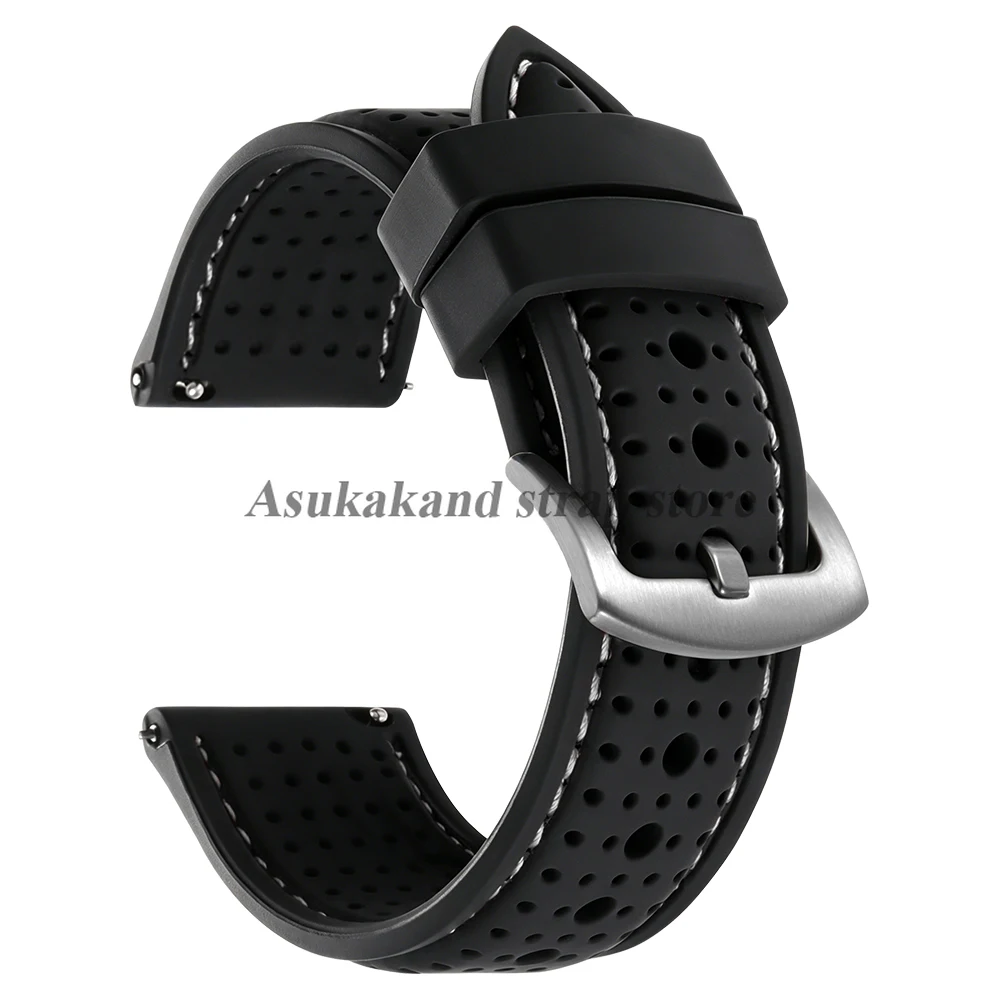 Enhanced Silicone Waterproof Watch Band - Soft, Breathable, Quick Release Wrist Strap