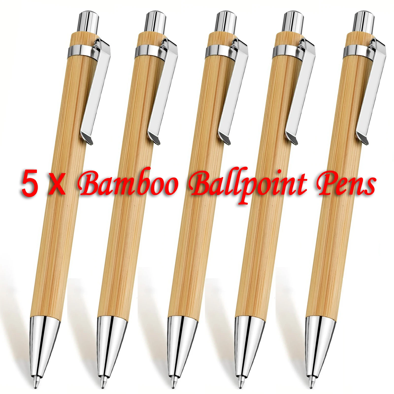 

5Pcs Bamboo Wood Ballpoint Pen 1.0mm Bullet Tip Blue Black Ink Business Signature Ball Pen Office School Wrting Stationery