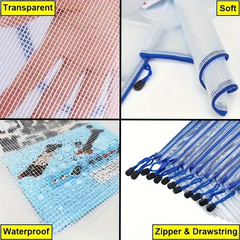 Durable Waterproof Zipper Storage Pouch Set - Pack of 10
