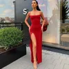 Y2K Summer Hot selling Women's Wear Slim Fit Off Back Sexy Split Dress with One Line Collar 3