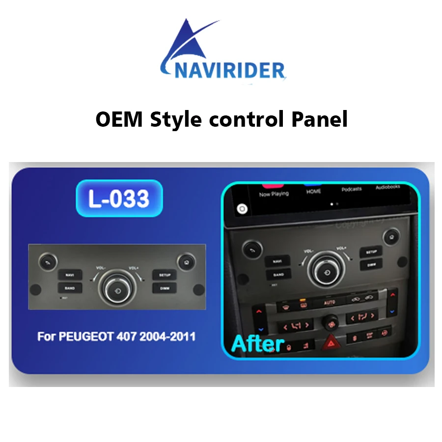 

Оригинальная панель управления клавишами для PEUGEOT 407 2004-2011 для послепродажного экрана Android Черного/серого цвета