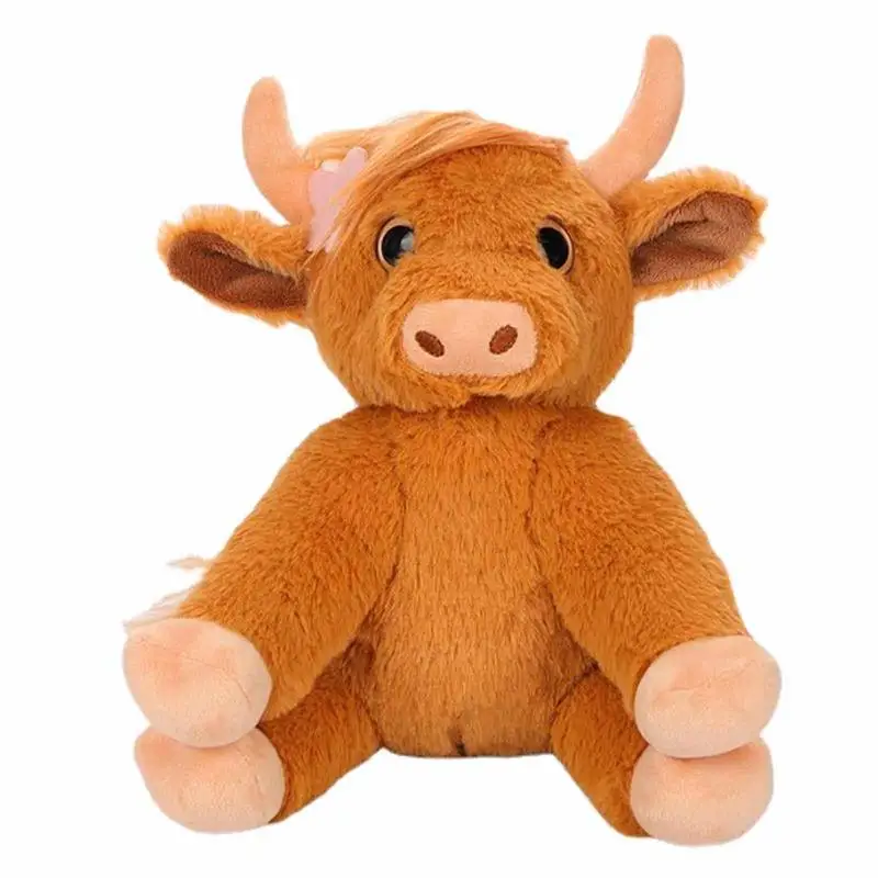 

Stuffed Cow Scottish Highland Cow Plush 25cm Highland Cattle Plush Toys Brown Realistic Soft Cuddly Farm Toy Stuffed Animal