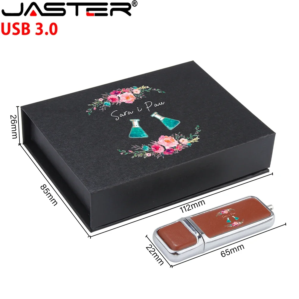 Couro Usb 3.0 Flash Drive Logotipo Impresso Personalizado Gratuito Memory Stick de Alta Velocidade Criativo Birthday Gift Box 128gb - Imagem 4