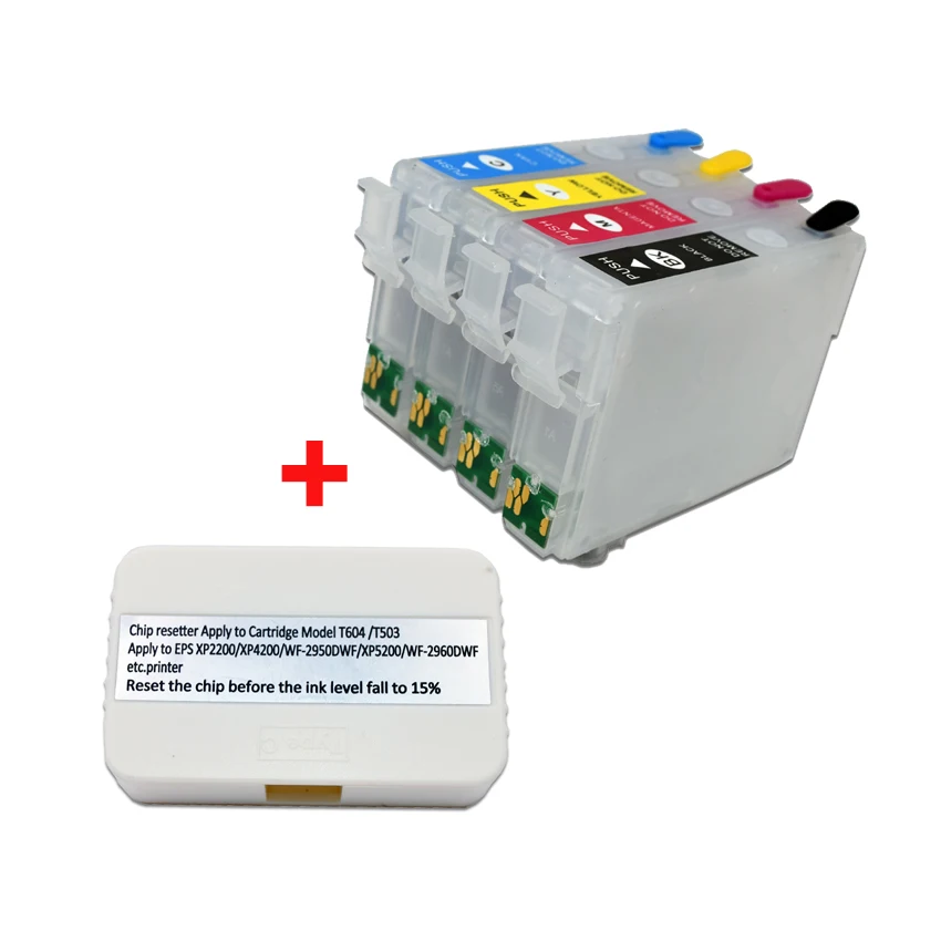 

Многоразовый картридж с чипом и сбросом чипа для Epson 604 604xl XP-2200 XP 2205 3200 3205 4200 4205 WF 2910 2930 2935 2950