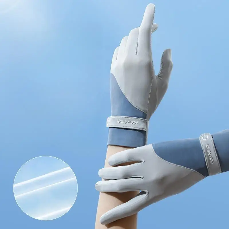 Golovejoy Ice Silk Sunscreen Gloves Breathable Thin Summer Women's Outdoor Riding Gloves Non-slip Touchable Screen Gloves 2