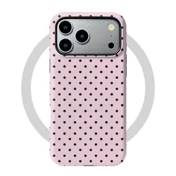 Cover per telefono con pois rosa magnetici e pellicola 2-in-1