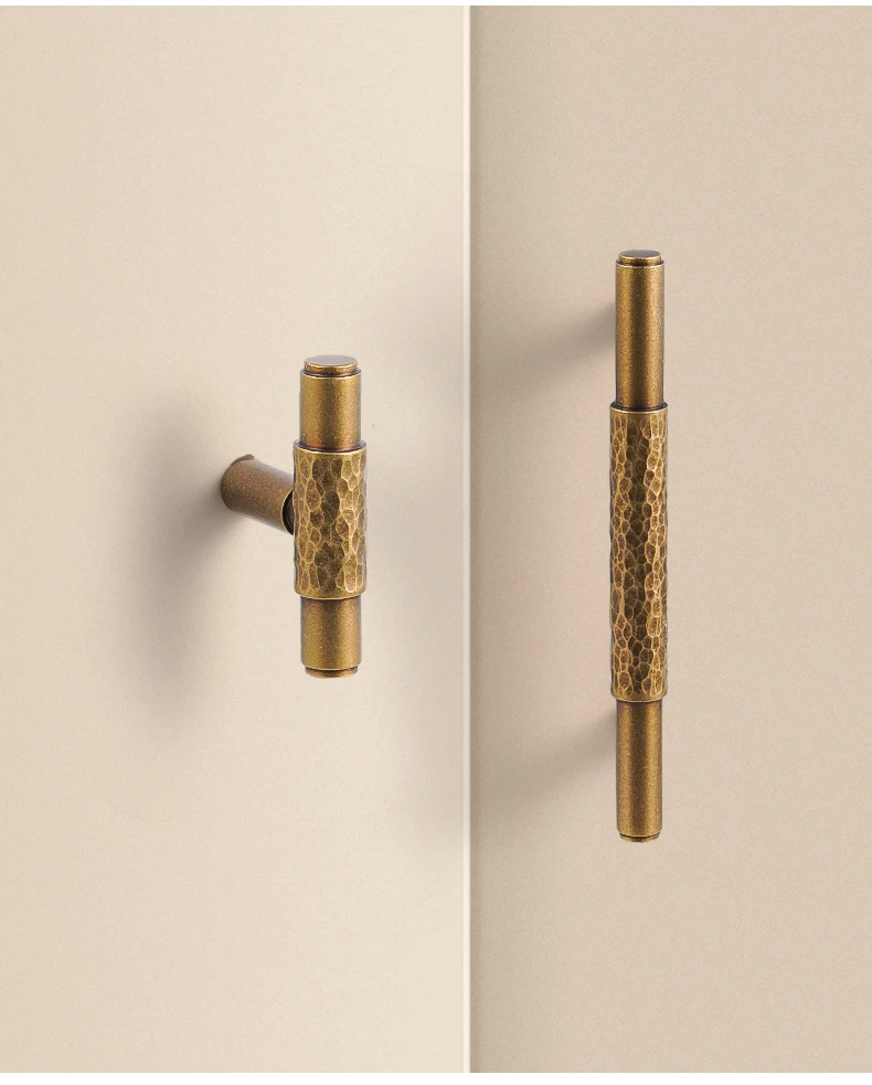 Dooroom Messinggriffe für Möbel, moderne gehämmerte gelbe Bronze, höhere Qualität, Schrank, Kleiderschrank, Kommode, Schublade, Schrankknöpfe – Detail 5