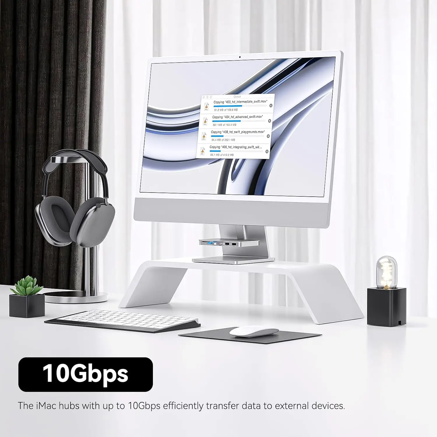 Minisoprur iMac 24 inch Dock Stand 6-Port iMac Hub with USB USB 3.2 10Gbps SD/TF Ports for iMac 24 M1 M3 M4 iMac Accessories 3