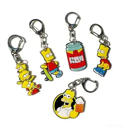Simpsons Cartoon Acrylic Phone Charms - Cute Unisex Pendant Keychains with Anti - Loss Lanyard (5pcs)