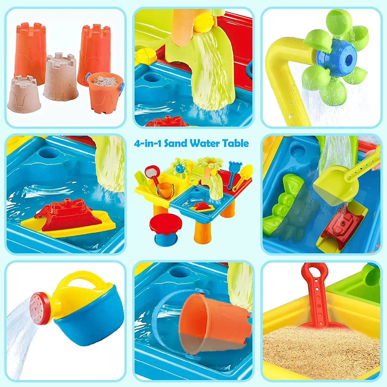 Beach Table Sand Play Toys Children Outdoor Games Baby Water Sand Dredging Tools Beach Table Play Sand Pool Set Toy for Kid Gift 5