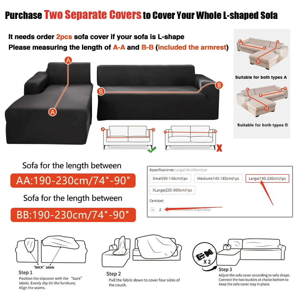 Waterproof Sofa Slipcover Anti Slip Stretch Sofa Covers for Living Room Furniture Protector Couch Cover Pets Dogs Friendly 1pc 3
