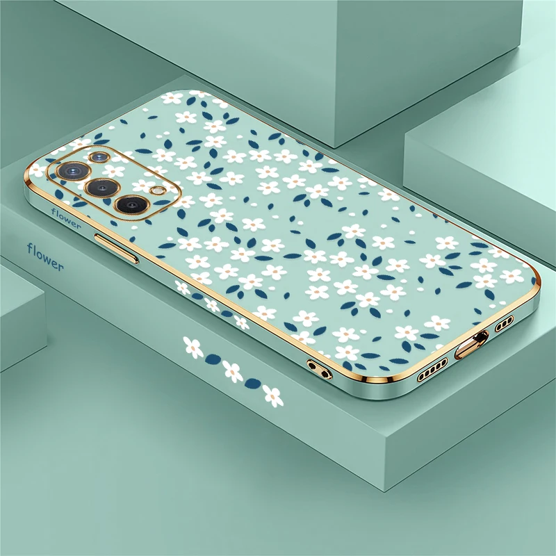 Elegant Floral Shockproof Silicone Phone Case with Plating Finish
