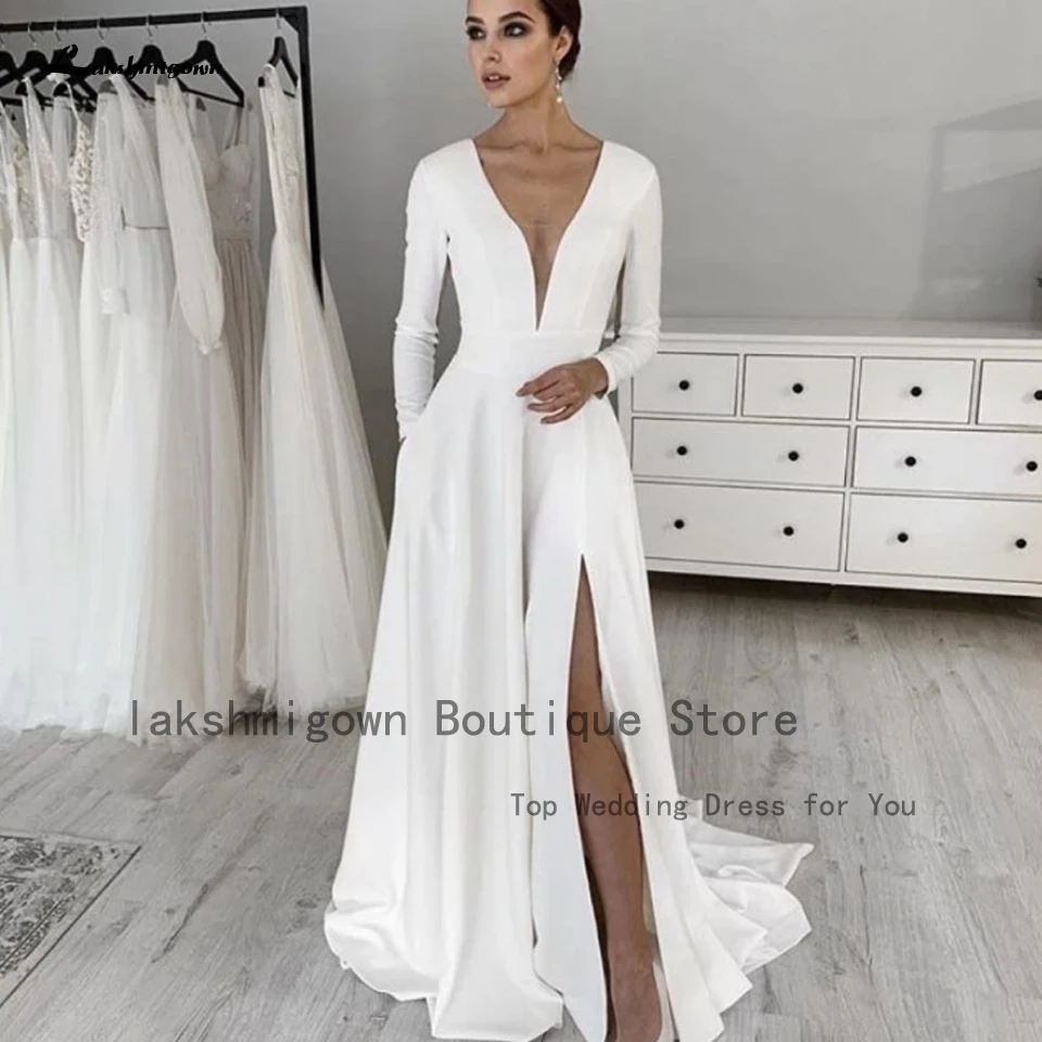 Lakshmigon-robe De Mari?�e Blanche ??l?�gante, Manches Longues, 2022, Robes De Soir?�e Simples En 